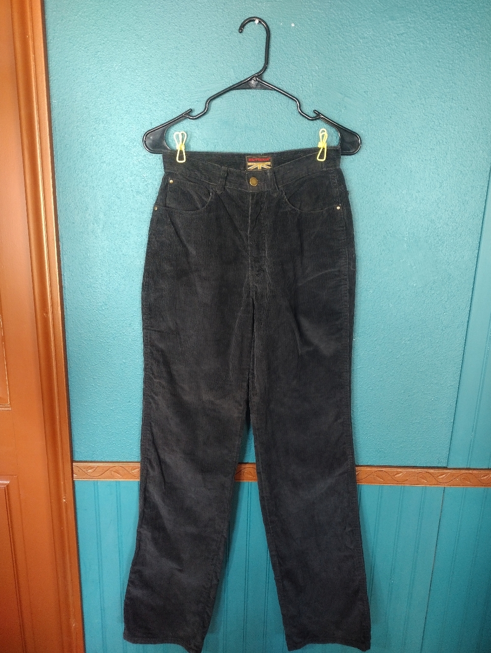Vintage Brittania Black Corduroy Wide-Leg Pants